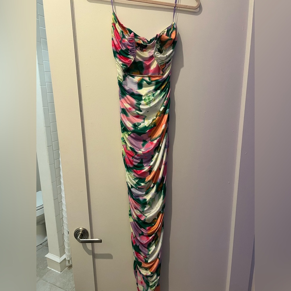 AFRM Alisha Ruched Cutout Strapless Maxi Dress - Picture 2 of 4